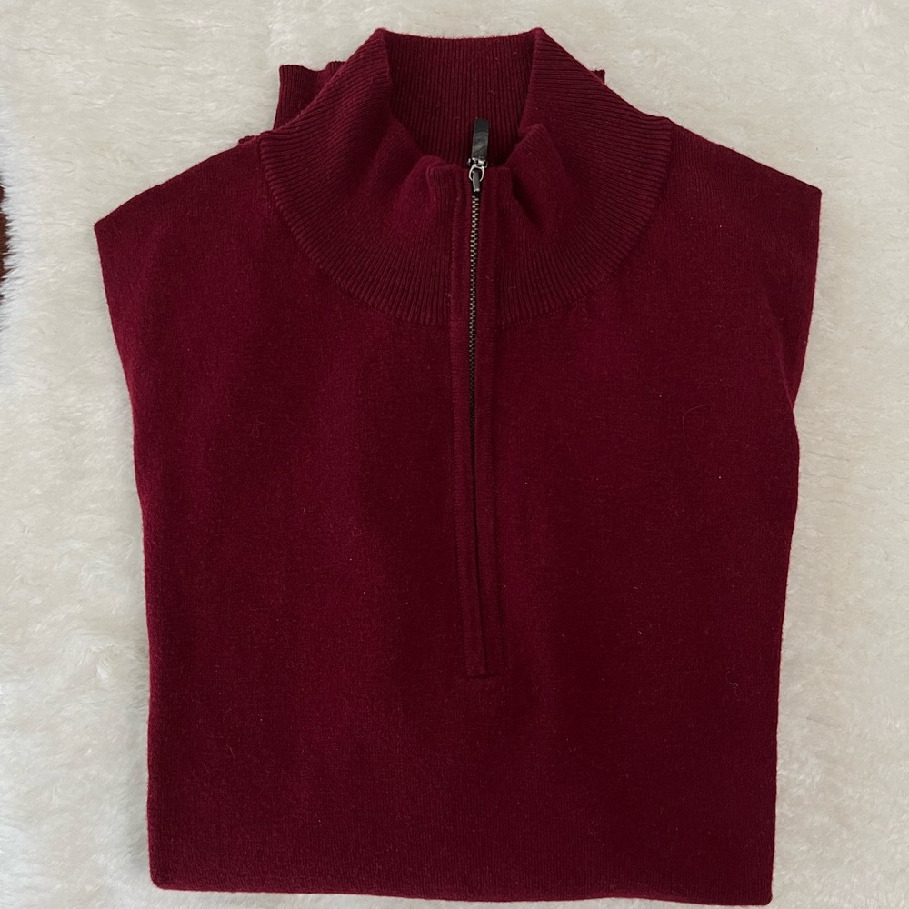 Robert Talbott maroon high neck sweater with zipper
